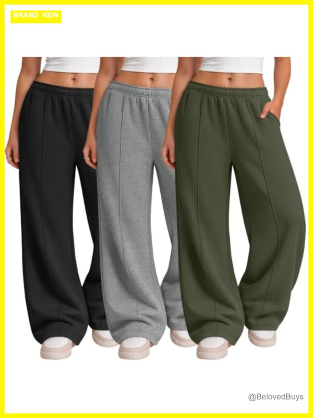 3 Pack Wide Leg Sweatpants Lightweight Polyester Spandex Baggy Lounge Pants
